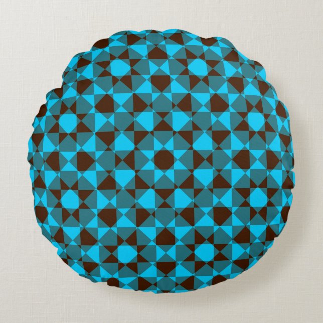 Kleurrijk geruit diamant schotse ruit patroon rond kussen (Voorkant)