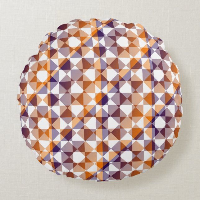 Kleurrijk geruit diamant schotse ruit patroon rond kussen (Voorkant)