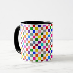 Kleurrijk geruit patroonontwerp wit  mok