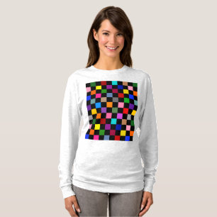 Kleurrijk geruit patroonontwerp Zwart T-shirt