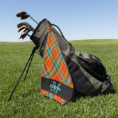 Kleurrijk geruite Tartan Pattern Initiaal Monogram Golfhanddoek (Groen)