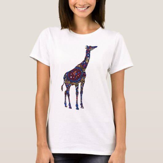 Kleurrijk, gestippeld giraffe t-shirt (Voorkant)
