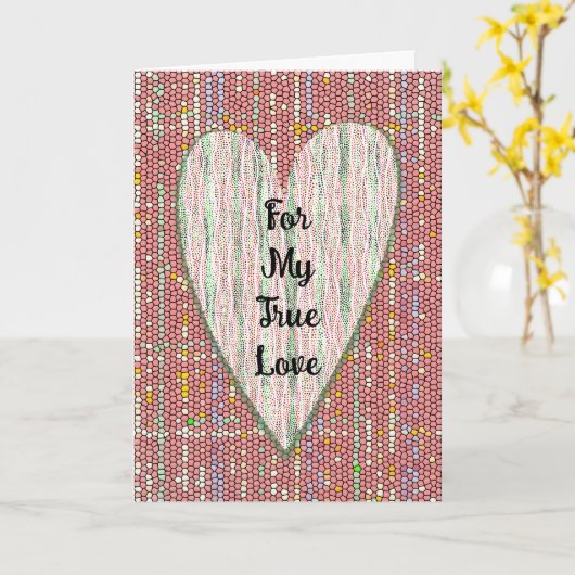 Kleurrijk gestippeld hart True Love Kunst Valentij Kaart (Gele Bloem)