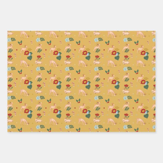 Kleurrijk geventileerd patroon voor rendieren inpakpapier vel (Voorkant)