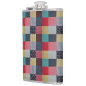 kleurrijk gevlekte vierkantjes  patchwork heupfles (Links)