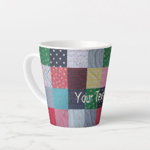 kleurrijk gevlekte vierkantjes patchwork latte mok