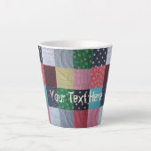 kleurrijk gevlekte vierkantjes patchwork latte mok (Voorkant)