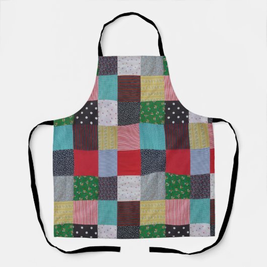 kleurrijk gevlekte vierkantjes  patchwork schort (Voorkant)