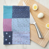 kleurrijk gevlekte vierkantjes patchwork theedoek (Quarter Fold)