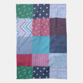 kleurrijk gevlekte vierkantjes patchwork theedoek (Verticaal)