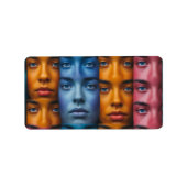 Kleurrijk gezichtspatroon etiket (Voorkant)