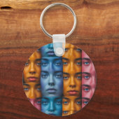 Kleurrijk gezichtspatroon sleutelhanger (Achterkant)