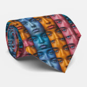 Kleurrijk gezichtspatroon stropdas (Opgerold)