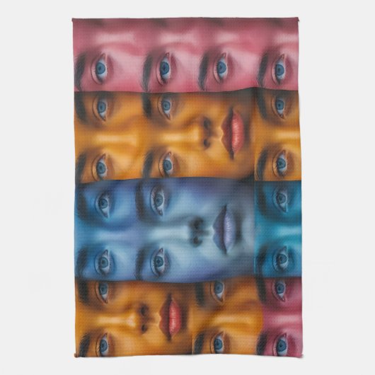Kleurrijk gezichtspatroon theedoek (Verticaal)