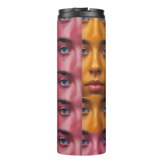 Kleurrijk gezichtspatroon thermosbeker (Achterkant)