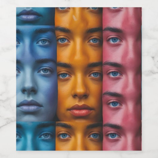 Kleurrijk gezichtspatroon wijn etiket (Enkel label)