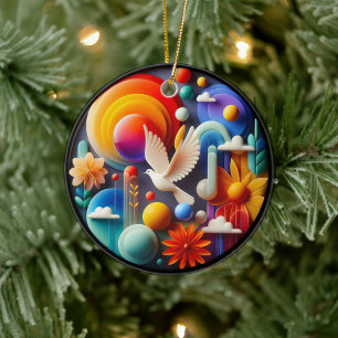 Kleurrijk Glas Abstract Duif Regenboog Tuin Keramisch Ornament