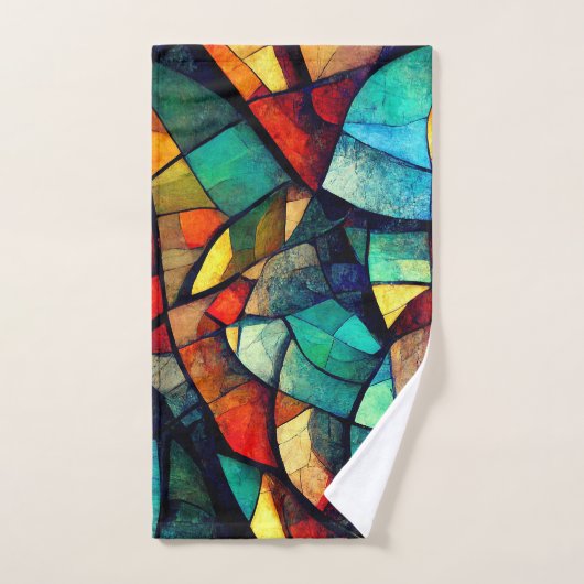 Kleurrijk Glas in lood Abstractie Bad Handdoek (Handdoek)