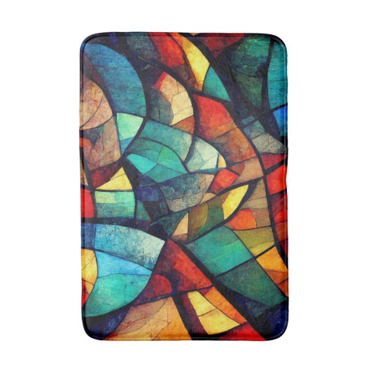 Kleurrijk Glas in lood Abstractie Badmat (Voorkant Verticaal)