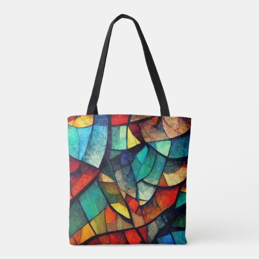 Kleurrijk Glas in lood Abstractie Draagtas (Achterkant)