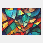 Kleurrijk Glas in lood Abstractie Inpakpapier Vel (Voorkant 3)