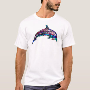 Kleurrijk Glas in lood Dolphin T-Shirt