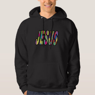 Kleurrijk Glas in lood Jesus Design Christelijk Ge Hoodie