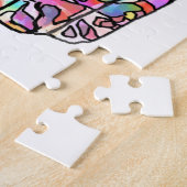 Kleurrijk Glas in lood Kat Puzzle Legpuzzel (Zijkant)