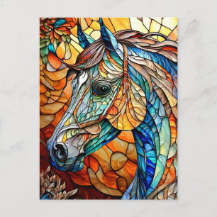 Kleurrijk Glas-in-Lood Paard 25 Briefkaart