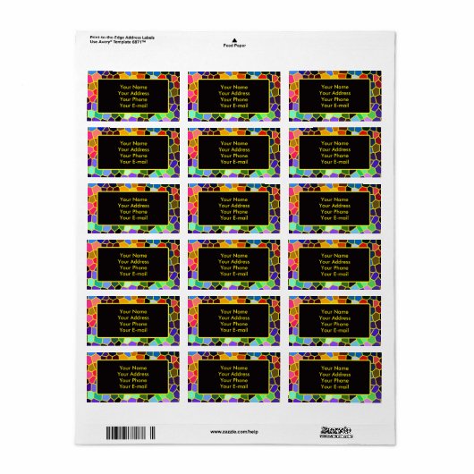 Kleurrijk Glas in lood Regenboog Abstract Mozaïek Etiket (Full Sheet)