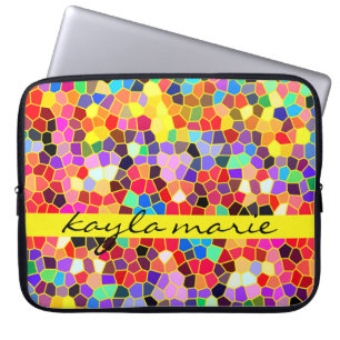 Kleurrijk Glas in lood Regenboog Abstracte mozaïek Laptop Sleeve