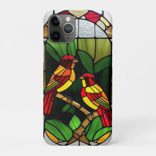 Kleurrijk glas-in-loodkunstwerk met vogels iPhone 11 pro hoesje