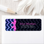 Kleurrijk Glitter Blauw Zigzag Chevron Patroon Etiket (Insitu)