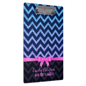 Kleurrijk Glitter Blauw Zigzag Chevron Patroon Klembord (Rechts)