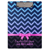 Kleurrijk Glitter Blauw Zigzag Chevron Patroon Klembord (Voorkant)