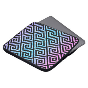 Kleurrijk glitter- en zwart geometrisch patroon laptop sleeve