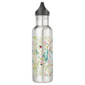 Kleurrijk glitterbloemen patroon met monogram waterfles  (Links)