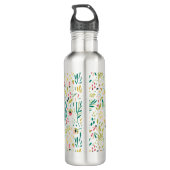 Kleurrijk glitterbloemen patroon met monogram waterfles  (Achterkant)