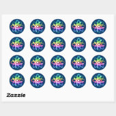 Kleurrijk Gloeiend Atom - hemelsblauw Ronde Sticker (Vel)