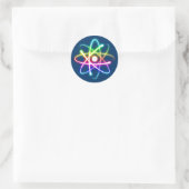 Kleurrijk Gloeiend Atom - hemelsblauw Ronde Sticker (Tas)