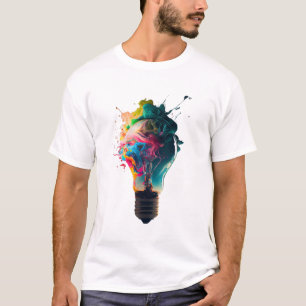 Kleurrijk-gloeilamp-ontwerp T-shirt