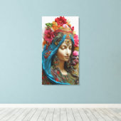 Kleurrijk Goddelijk Vrouwelijk Kunstwerk Canvas Afdruk (Insitu (Houten vloer))