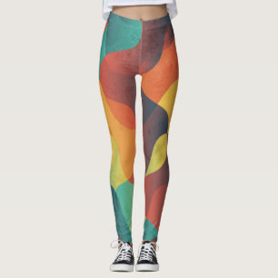 Kleurrijk golf abstract patroon leggings