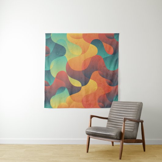 Kleurrijk golf abstract patroon wandkleed (In Situ (horizontaal))