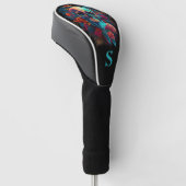 Kleurrijk gotisch roos suiker schedel monogram golfheadcover (Schuin)