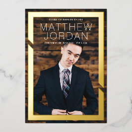 Kleurrijk goud afstuderen folie uitnodiging