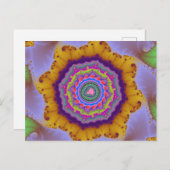 Kleurrijk goud en Paars fractal Briefkaart (Voorkant / Achterkant)