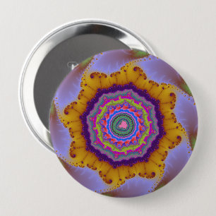 Kleurrijk goud en Paars fractal Ronde Button 4,0 Cm