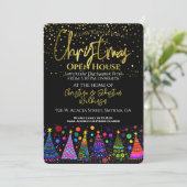 Kleurrijk Goud Zwart Kerst Open Huis Kaart (Staand voorkant)