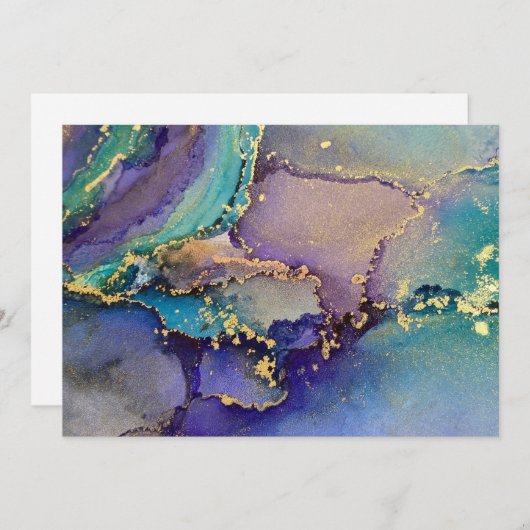 Kleurrijk Gouden Alcohol Ink Vloeibare Abstracte K Bedankkaart (Voorkant / Achterkant)